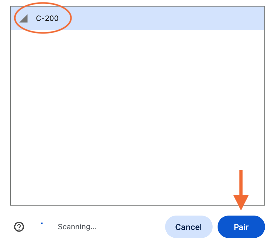 Bluetooth pairing window screenshot